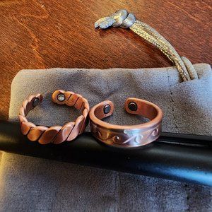 Set of 2 Copper Magnetic Healing Rings - Adjustable